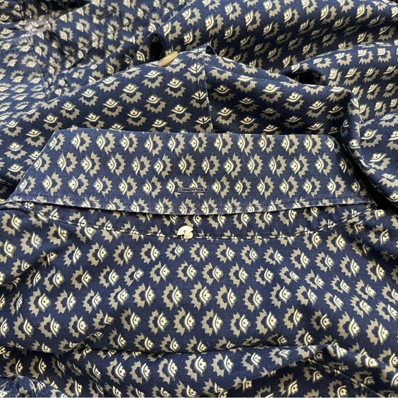 VINTAGE Banana Republic Shirt Mens Medium Blue Geometric Cotton Button Up FLAW - Picture 8 of 8